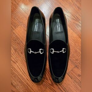 Men's black velvet and patent leather shoes , size 12